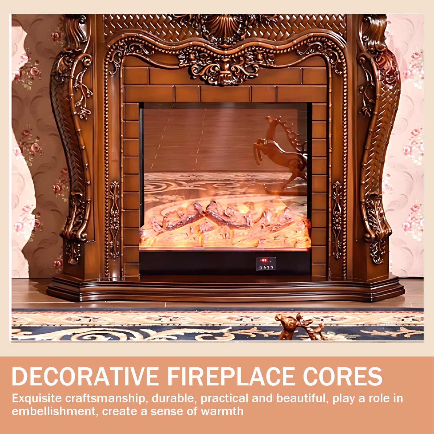 Aihm-Lon Electric Fireplace with Mantel Decorative Flame 47.24"