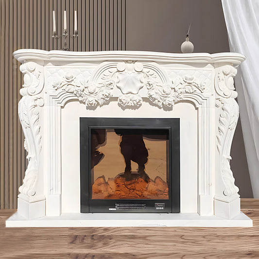 Aihm-Lon White Electric Fireplace Modern with Decorative Inserts 62.99"