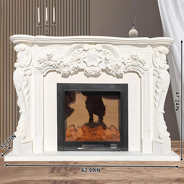 Aihm-Lon White Electric Fireplace Modern with Decorative Inserts 62.99"