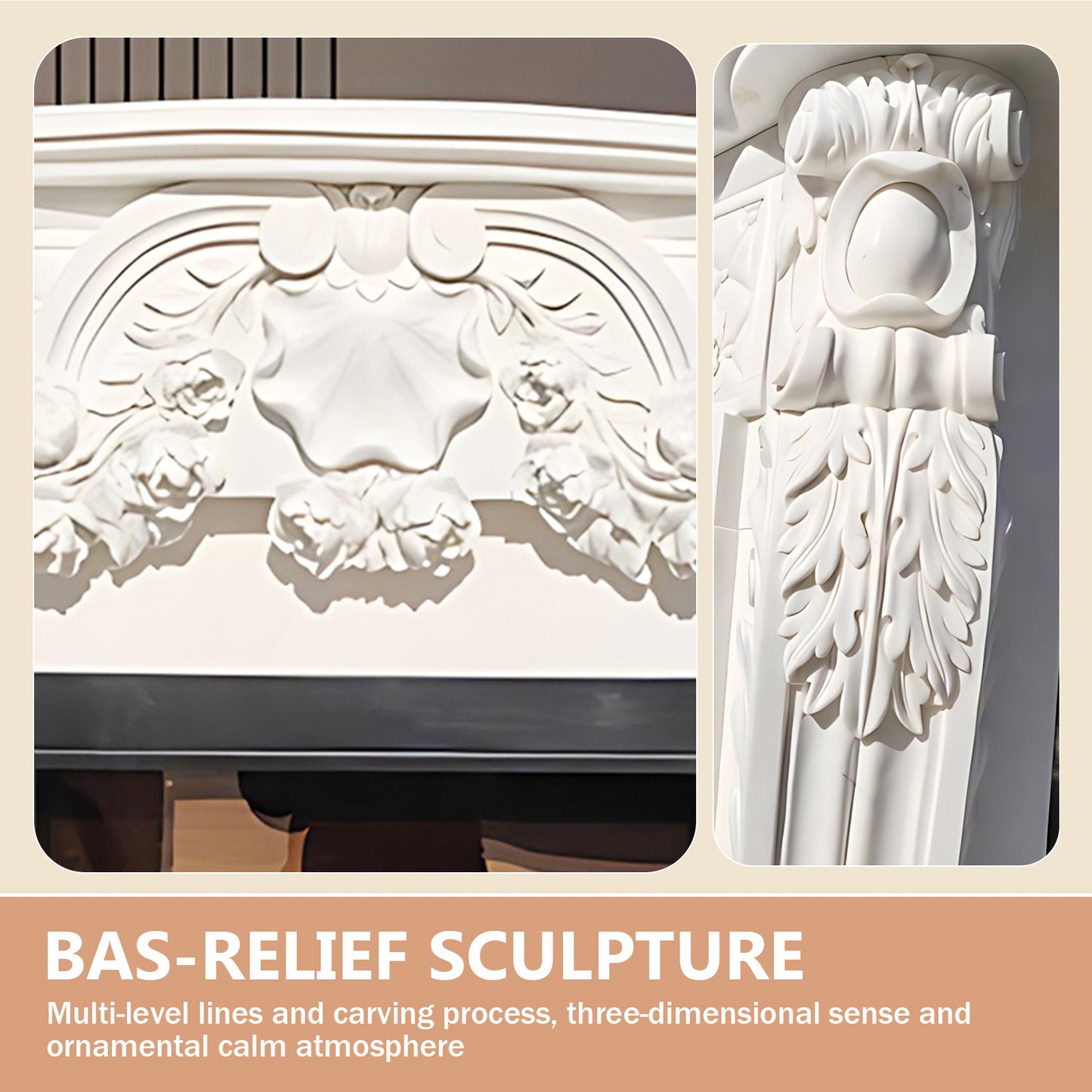 Aihm-Lon White Electric Fireplace Modern with Decorative Inserts 62.99"