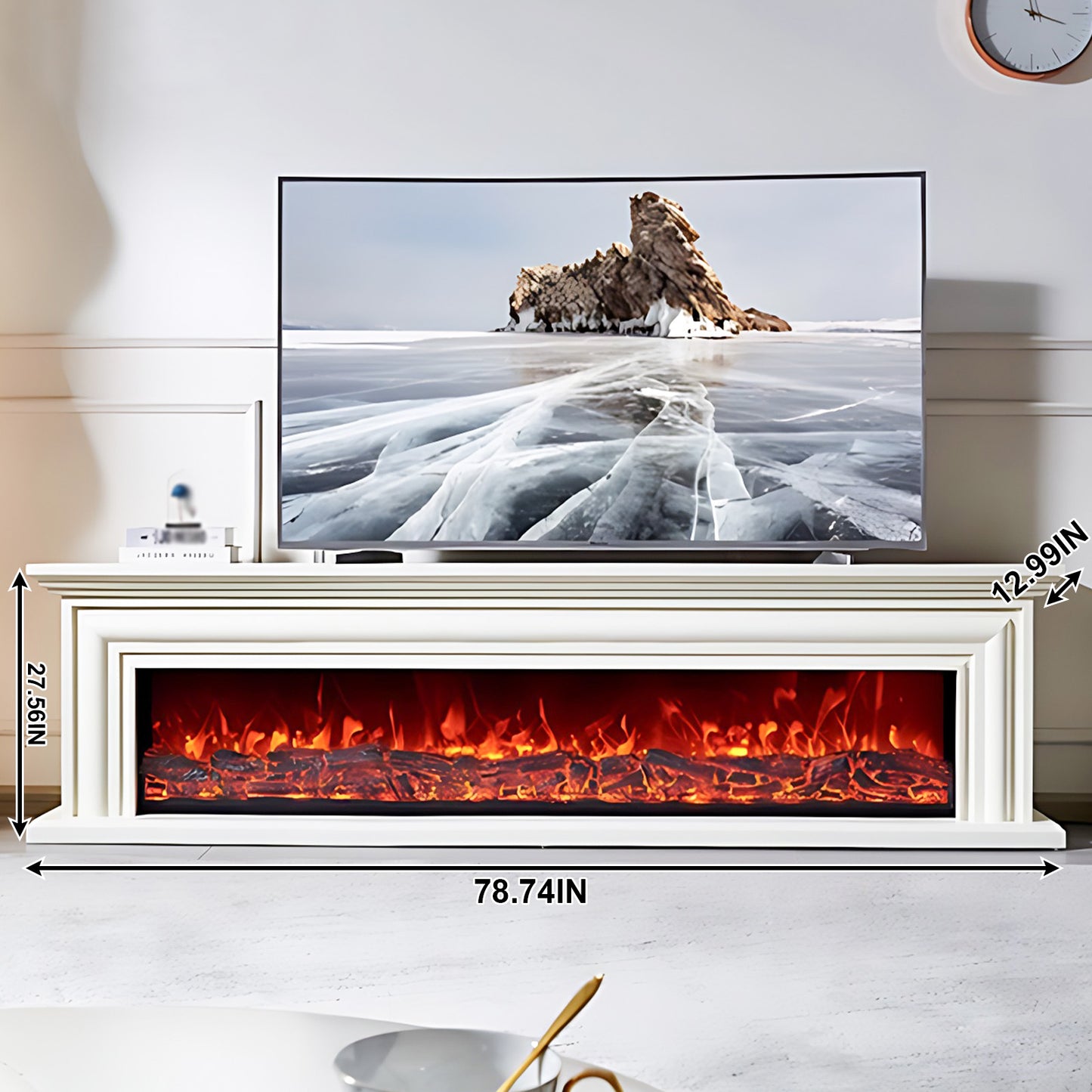 Aihm-Lon Large Electric Fireplace TV Stand with Remote Control 70.86"-78.24"