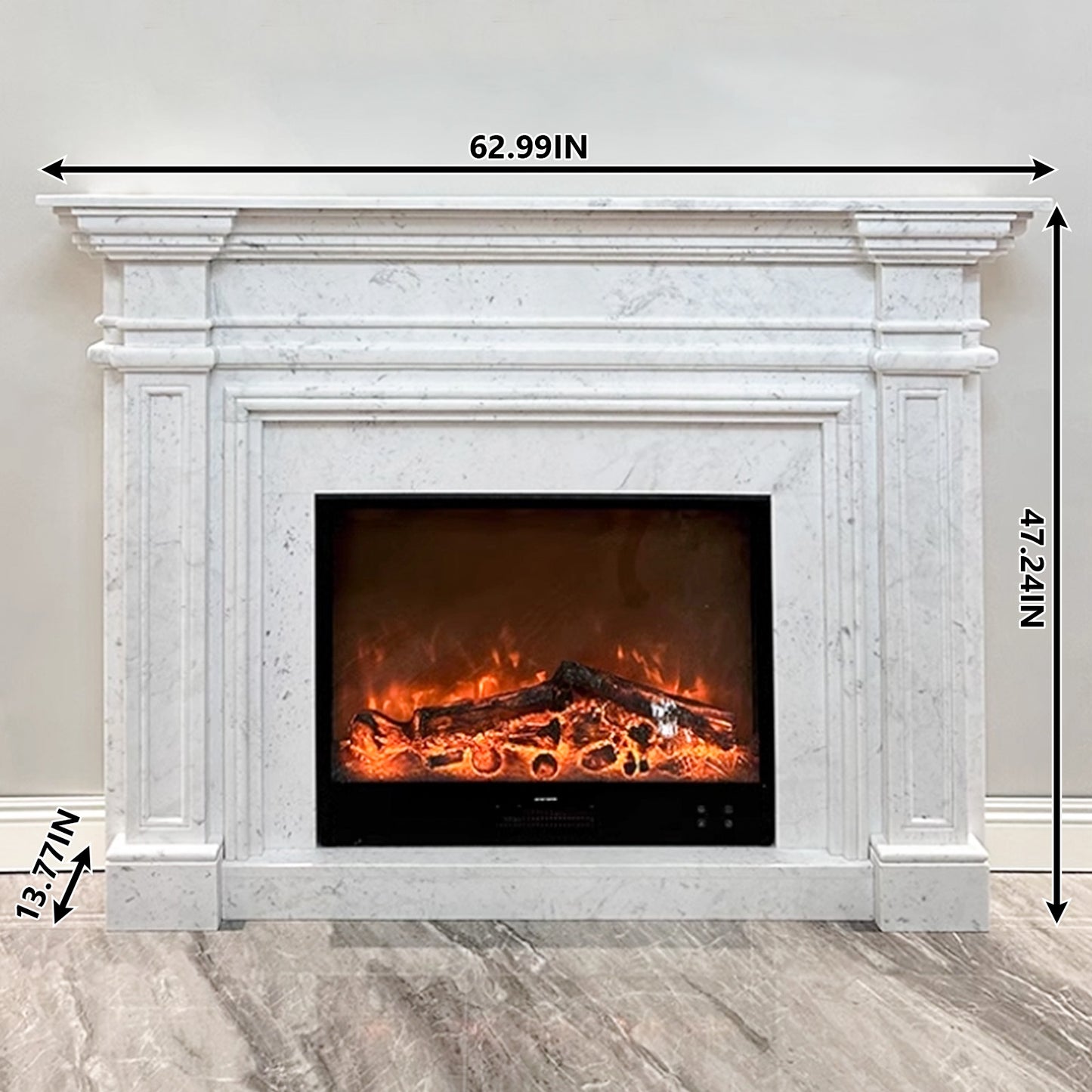 Aihm-Lon White Electric Fireplace with Decorative Inserts 51.18"-62.99"