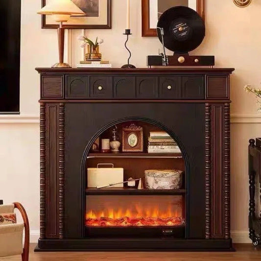 Aihm-Lon Electric Fireplace with Open Shelf & Brown Storage Drawer 47”