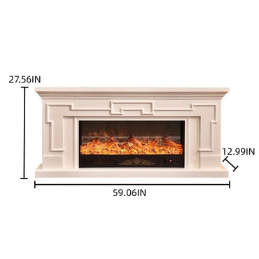 Aihm-Lon Modern Electric Fireplace with Mantel Includes White Polygonal Line 59”