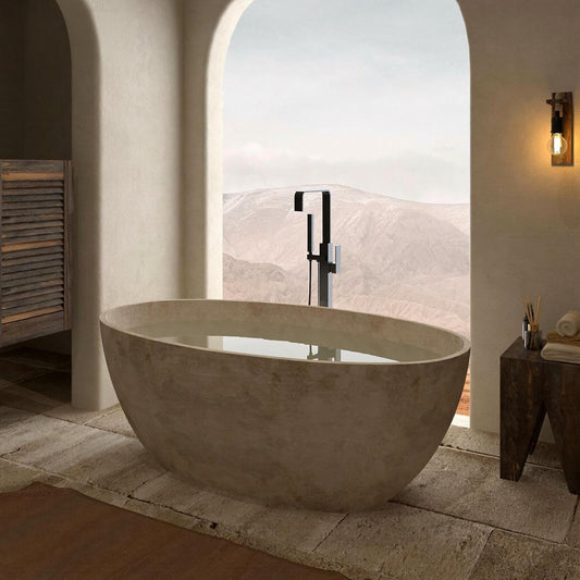 Aihm-Lon Freestanding Bathtubs - Modern Bathtub with Natural Beige Finish