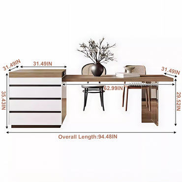 Aihm-Lon Modern Solid Wood Kitchen Island with Extendable Table 94.48"-102.36"
