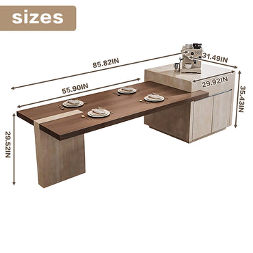 Aihm-Lon Minimalist Kitchen Island with Extendable Table 85.82"-101.57"