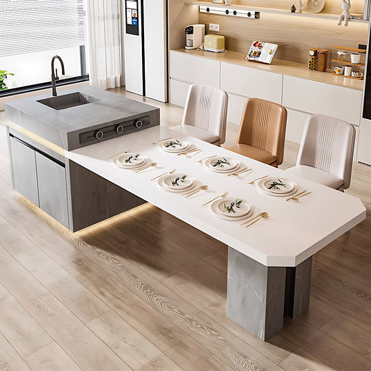 Aihm-Lon Kitchen Island with Sink Extendable Dinning Table 93.7"-109.44"
