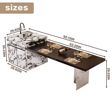 Aihm-Lon Kitchen Island with Unique Island Extendable Table 92.12"-99.99"