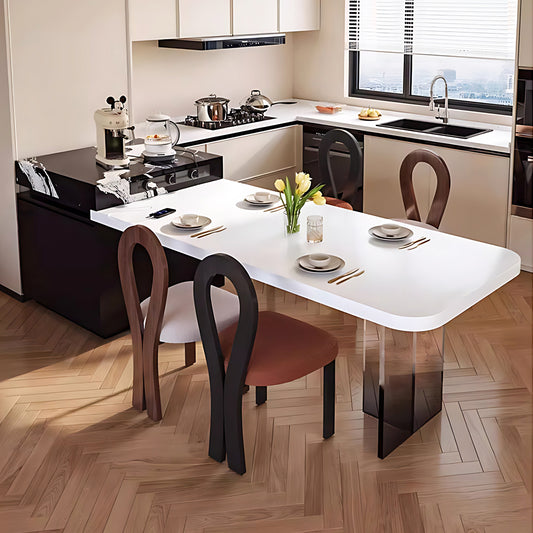 Aihm-Lon Black Kitchen Island with Extendable Dinning Table 93.7"-101.57"