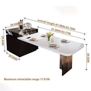 Aihm-Lon Black Kitchen Island with Extendable Dinning Table 93.7"-101.57"