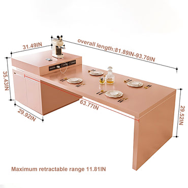Aihm-Lon Kitchen Island with Extendable Dinning Table Shelf Rack 93.7"-101.57"