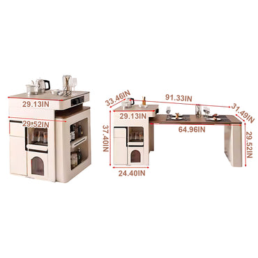 Aihm-Lon Kitchen Island with Folding Extendable Table Wheels 91.33"