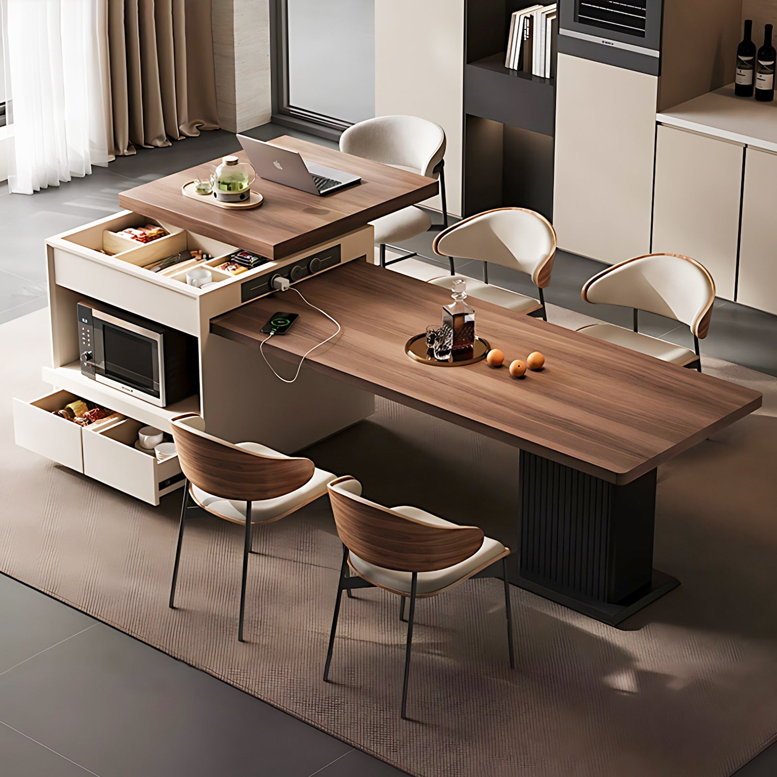 Aihm-Lon Kitchen Island with Extendable Table Appliance Storage 77.95 ...