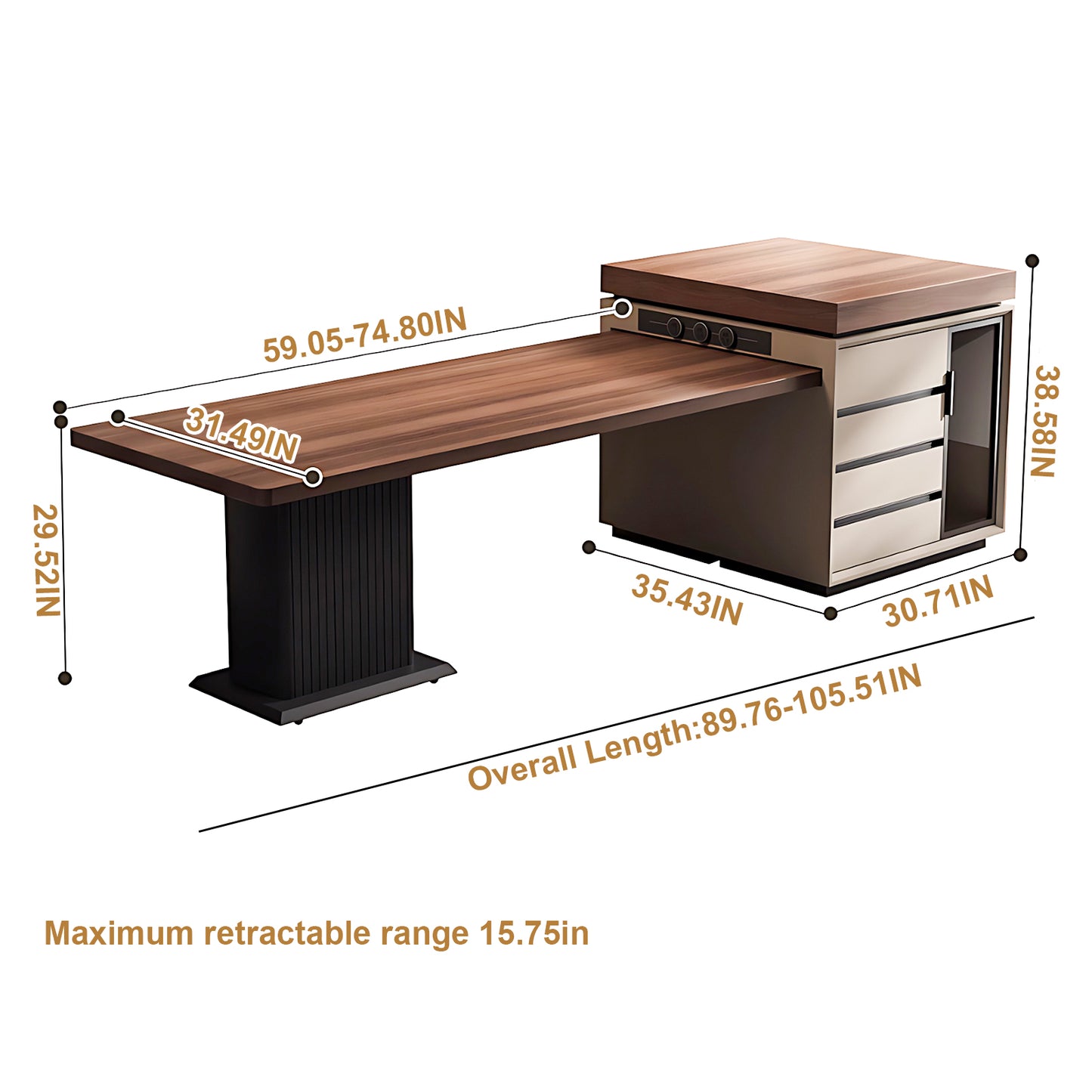 Aihm-Lon Kitchen Island with Extendable Table Appliance Storage 77.95"-89.76"