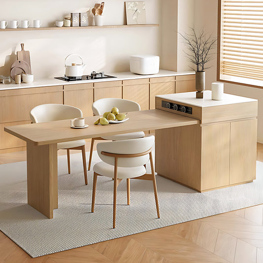 Aihm-Lon Kitchen Island with White Countertop Extendable Table 61.41"-81.10"