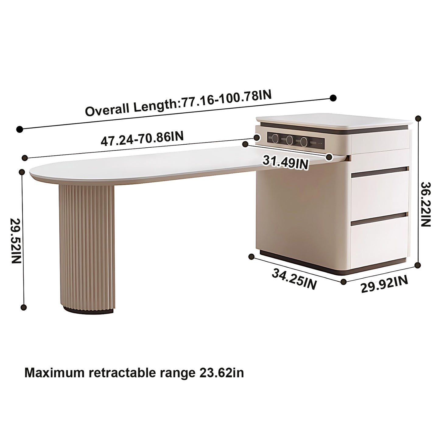 Aihm-Lon Kitchen Island with Drawers Extendable Table 61.41"-77.16"