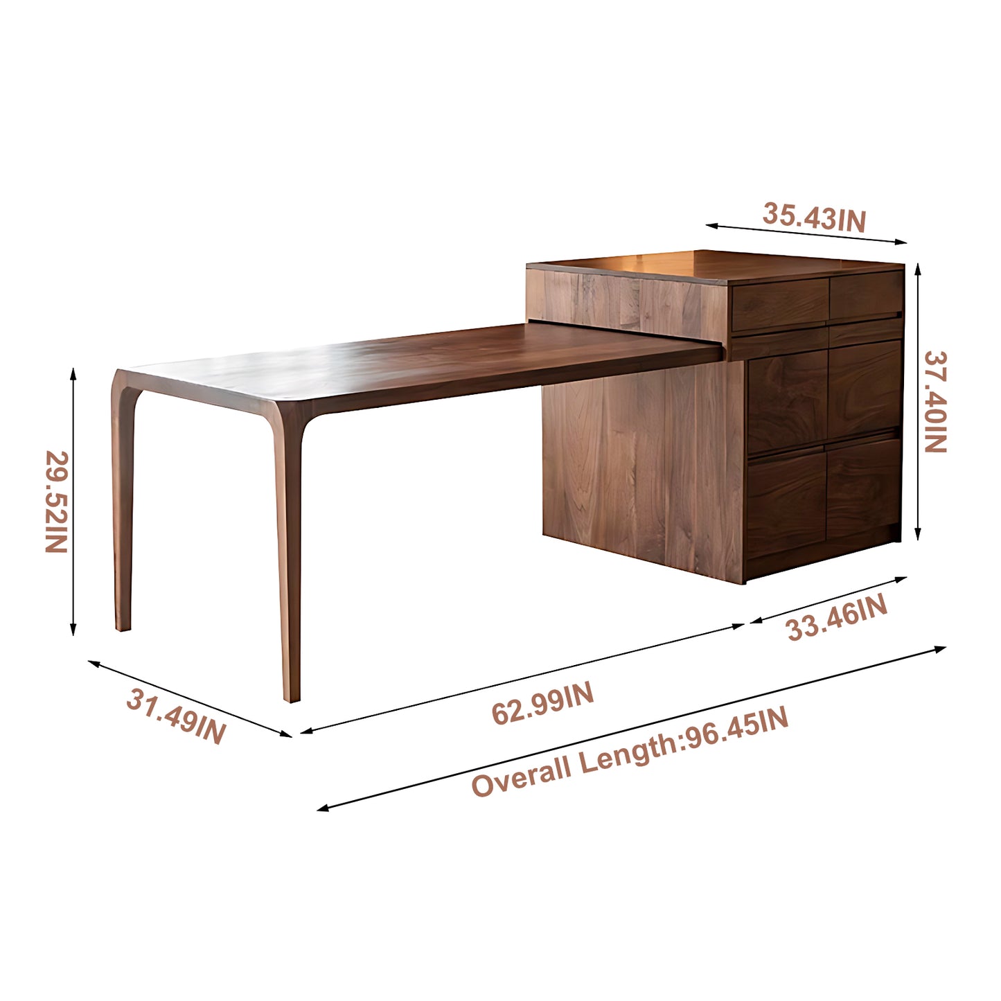 Aihm-Lon Solid Wood Kitchen Island with Extendable Table Drawers 88.58"-96.45"