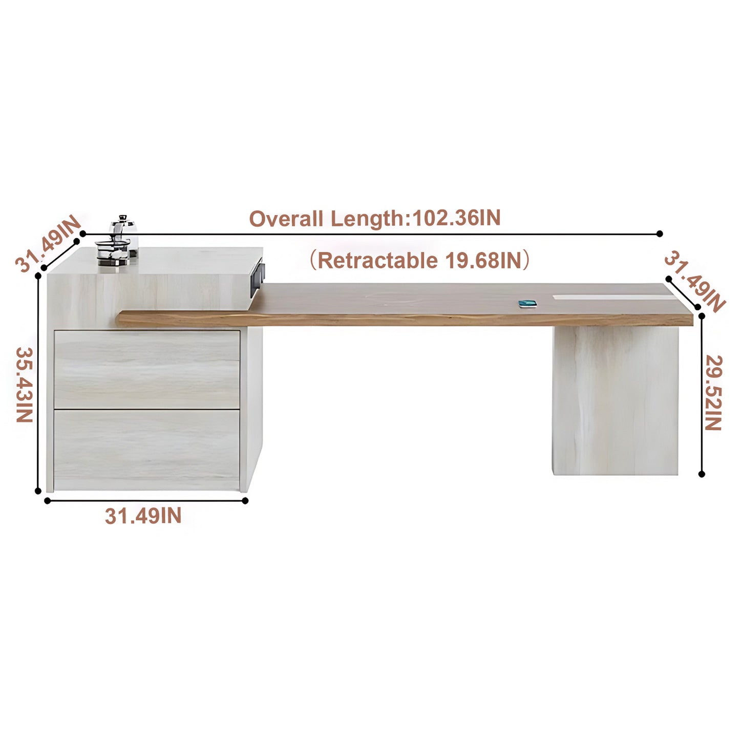 Aihm-Lon Kitchen Island with Extendable Table Drawer Storage 86.61"-102.36"