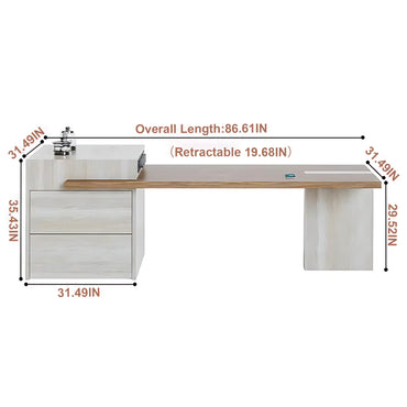 Aihm-Lon Kitchen Island with Extendable Table Drawer Storage 86.61"-102.36"