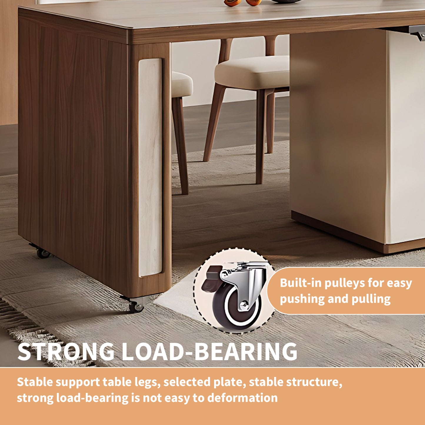 Aihm-Lon Kitchen Island with Extendable Table Pull-Out Cabinets 78.74"