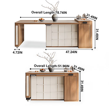 Aihm-Lon Kitchen Island with Extendable Table Pull-Out Cabinets 78.74"