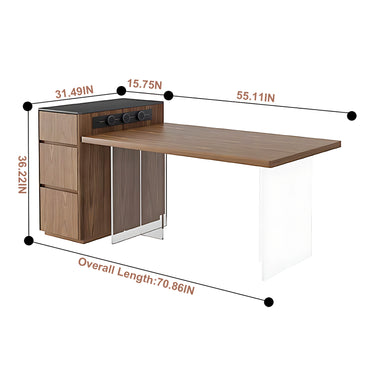 Aihm-Lon Adjustable Solid Wood Kitchen Island Table with Drawers 70.86"-94.49"