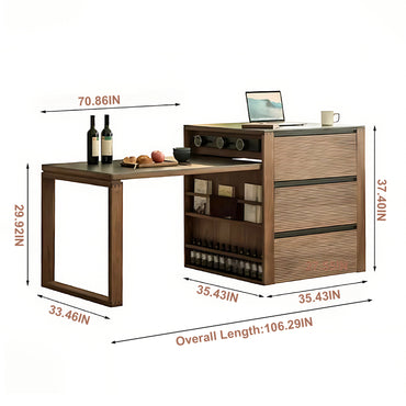 Aihm-Lon Kitchen Island with Extendable Table Wheels Shelves 82.67"-106.29"