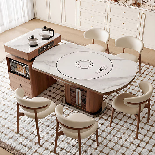 Aihm-Lon Multifunctional Solid Wood Kitchen Island Table 86.61"-92.51"