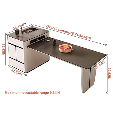 Aihm-Lon Kitchen Island with Sink and Extendable Table 78.74"-94.48"