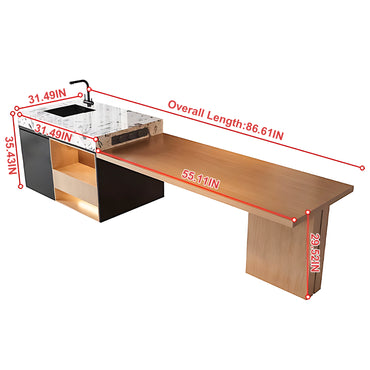Aihm-Lon Kitchen Island with Sink and Extendable Table 86.61"-98.42"