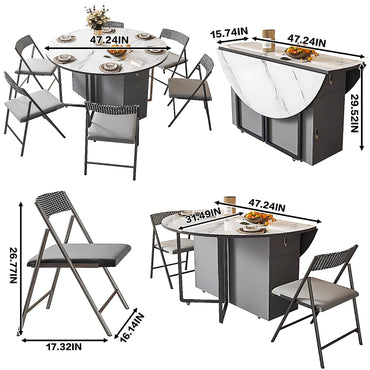 Aihm-Lon Kitchen Island with Extendable Table and 6 Chairs 47.24"