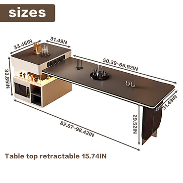 Aihm-Lon Kitchen Island with Extendable Table Large Cabinet Side 98.42"