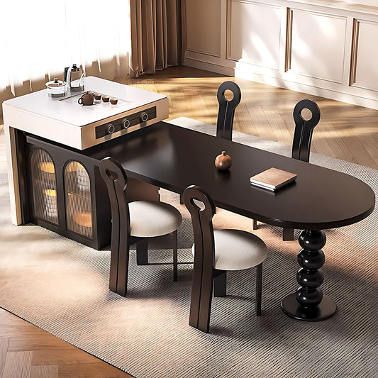 Aihm-Lon Kitchen Island with Extendable Table Pull-Out Cabinets 97.63"-105.51"