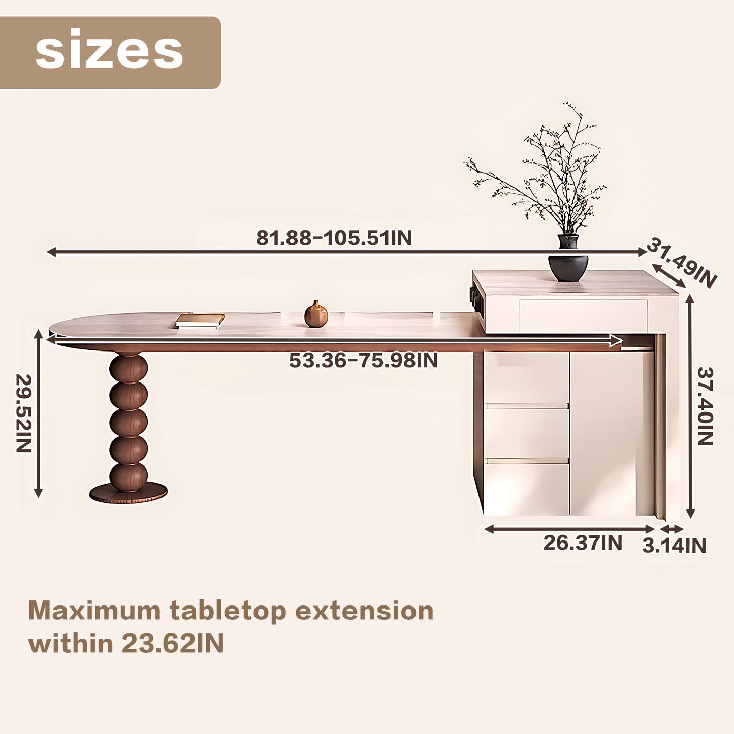Aihm-Lon Kitchen Island with Extendable Table and Storage 97.63"-105.51"