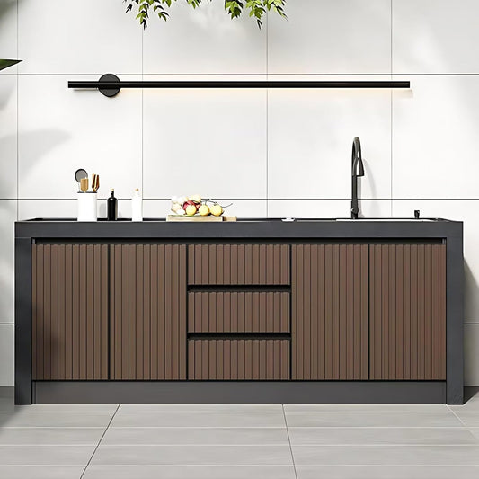 Aihm-Lon Outdoor Kitchen Storage Cabinet with Doors and Shelves 78.74"-86.61"