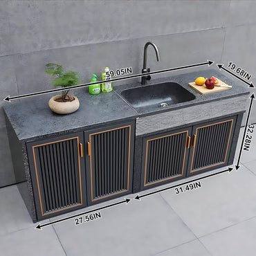 Aihm-Lon Waterproof Outdoor Kitchen Storage Cabinet with Doors 59.05"-90.55"