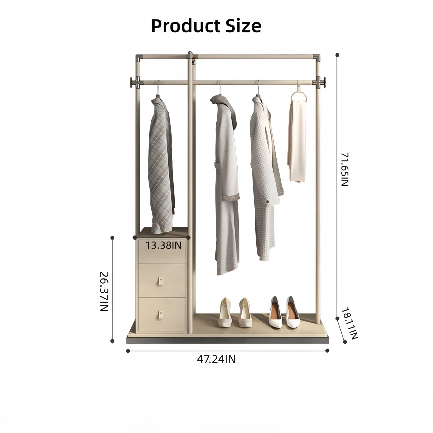 Aihm-Lon Custom Clothes Rack with Unique Cross-Shaped Hanging Rod 47’’-51’’