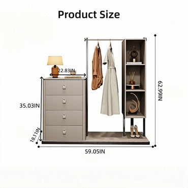 Aihm-Lon Spacious Clothes Rack with Storage Compartments&Slate Countertop 51’’-59’’