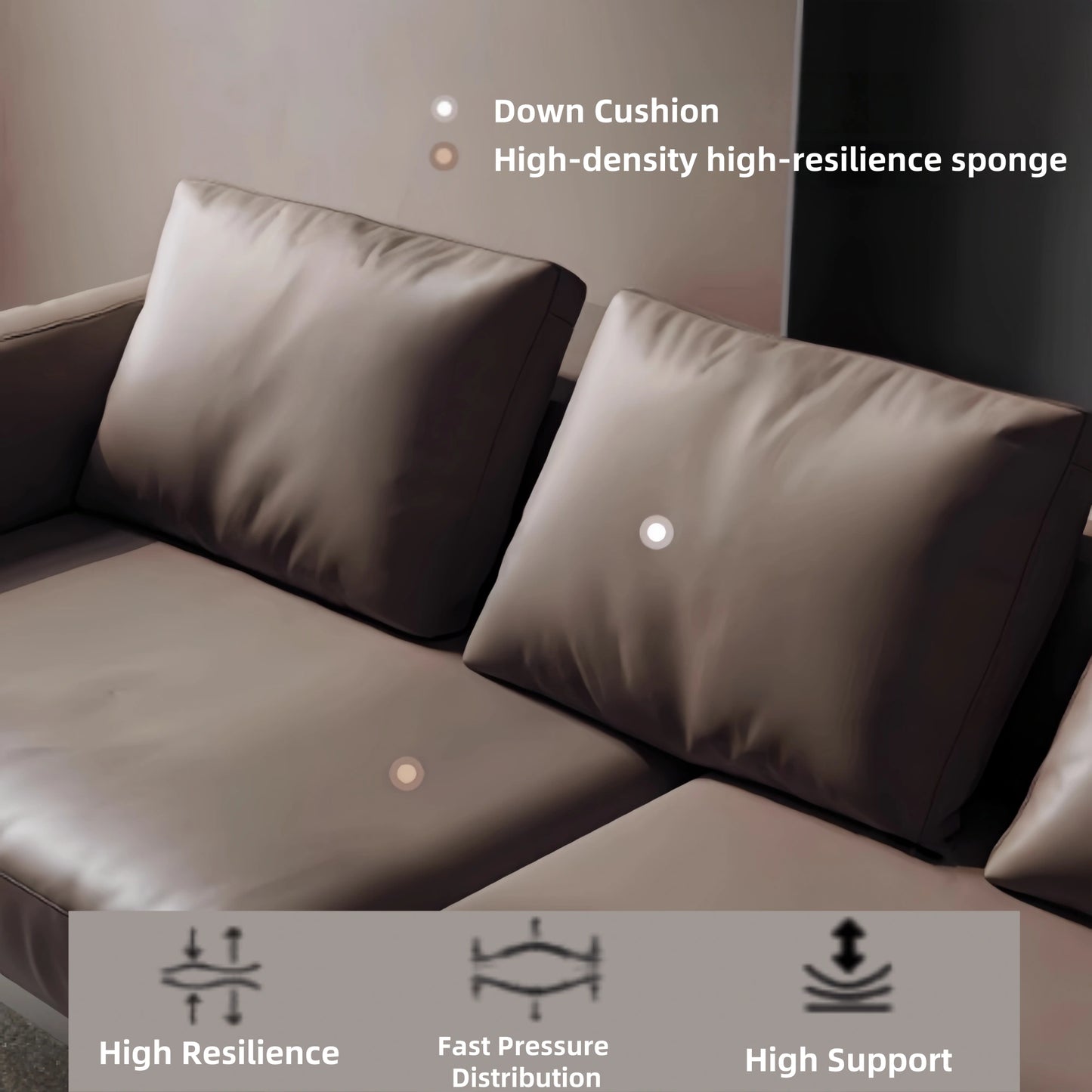 Aihm-Lon Minimalist Sofa Set with Thickened Leather and Carbon Steel Frame 46"-124"