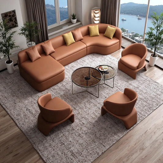 Aihm-LonCommercial Grade Sofa Set with Round Coffee Table and Accent Chair 95"-142"