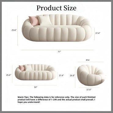 Aihm-Lon Commercial Grade Sofa Set with White Coffee Table and Stool 71"