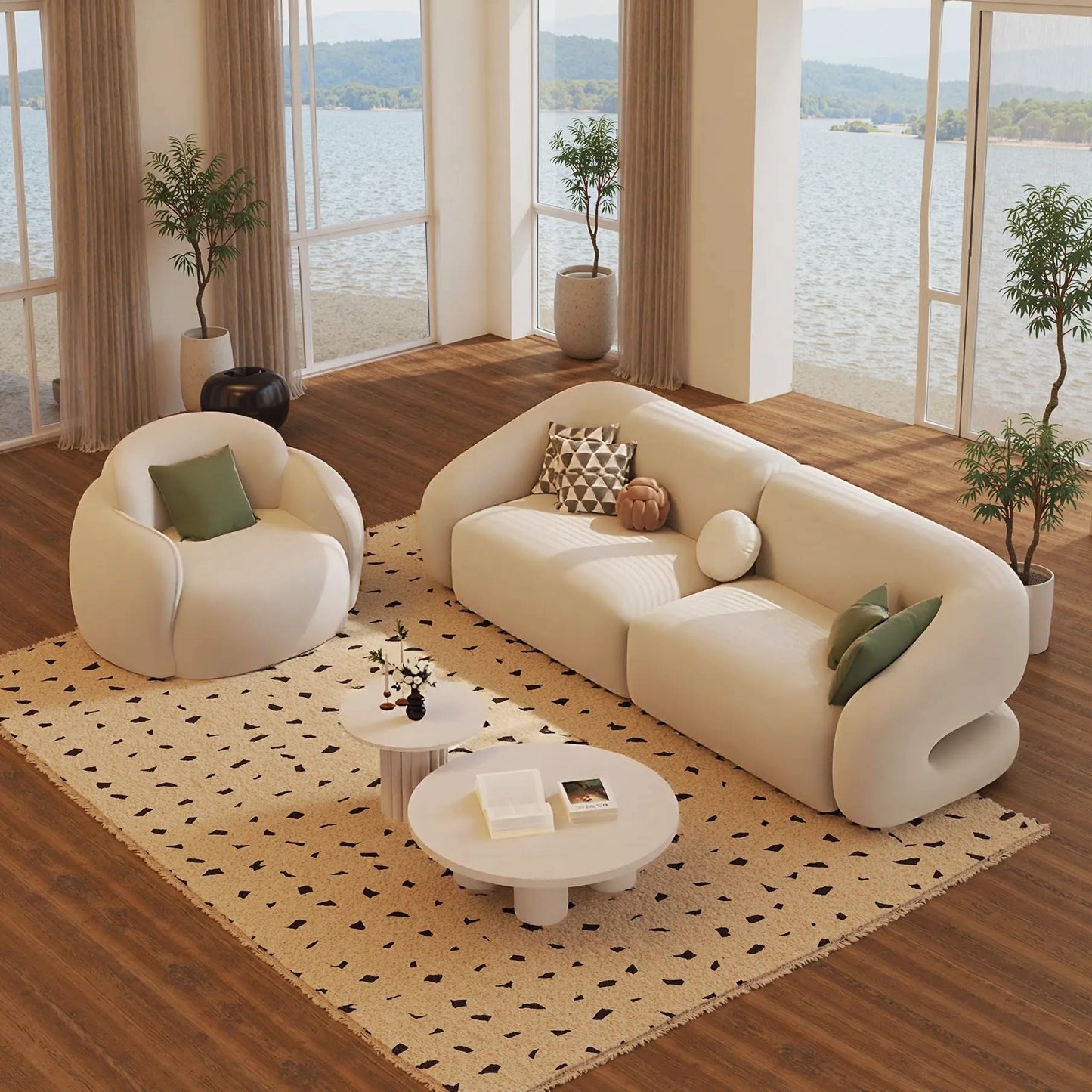 Aihm-Lon Commercial Use Curved Sectional Sofa Set with Chair and Table 94.5"