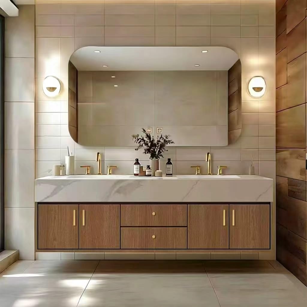 64"Modern Bathroom Vanity with Double Sinks Includes Natural