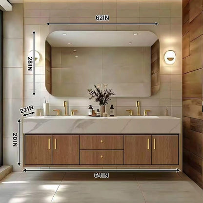 64"Modern Bathroom Vanity with Double Sinks Includes Natural