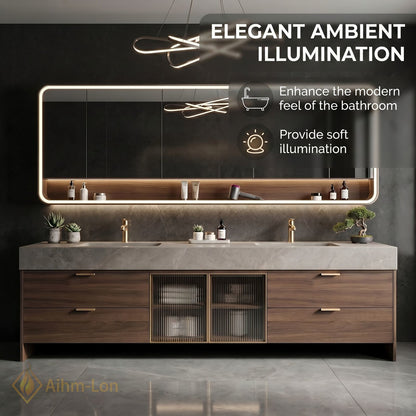 76''-96'' Double Bathroom Vanity with Sink Dark-Walnut Walnut Modern Fluted Glass Doors