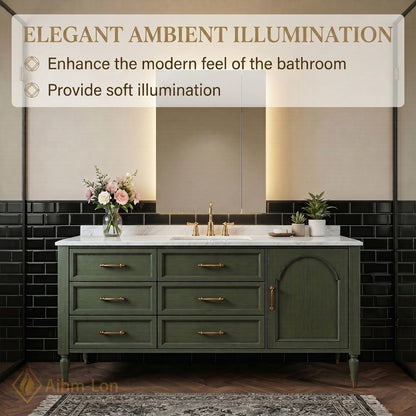 48''-64'' Modern Bathroom Vanity with Sink Distressed Olive Green Marble Sculpted Drawers