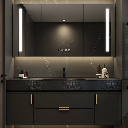 36"-68"Floating Bathroom Vanities with Sink Includes Wood Grain Style Slate Countertop