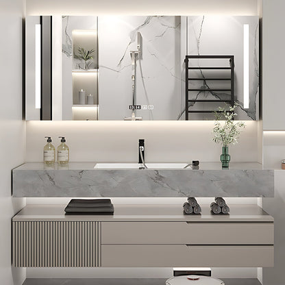 36"-72"Bathroom Vanity with Sink Floating Solid Wood Geometric Texture