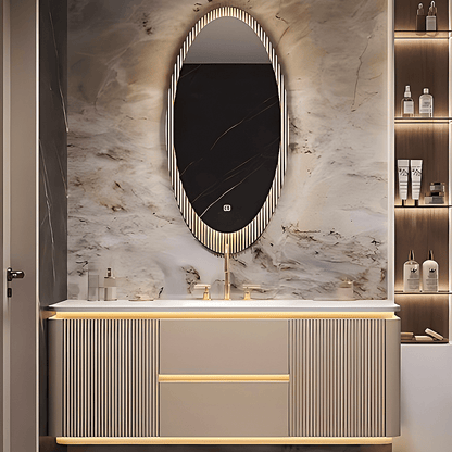 36"- 60" Luxury Bathroom Vanity with Single Sink & Lntelligent Defogging Mirror
